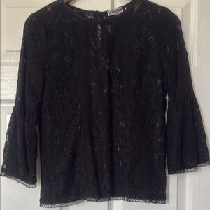 Chelsea28 Black Ruffled 3/4 Sleeve Blouse